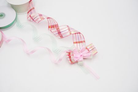 Słodki różowy zestaw przezroczystych wstążek w kratkę_C3-1500